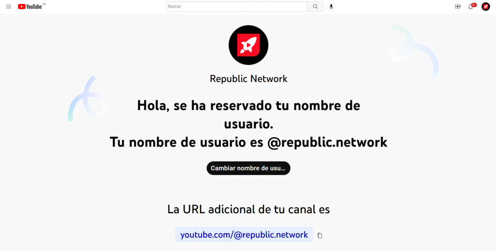 Ejemplo de URL personalizada YouTube Handle